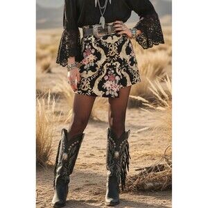 For Love And Lemons Black and Pink Mini Skirt